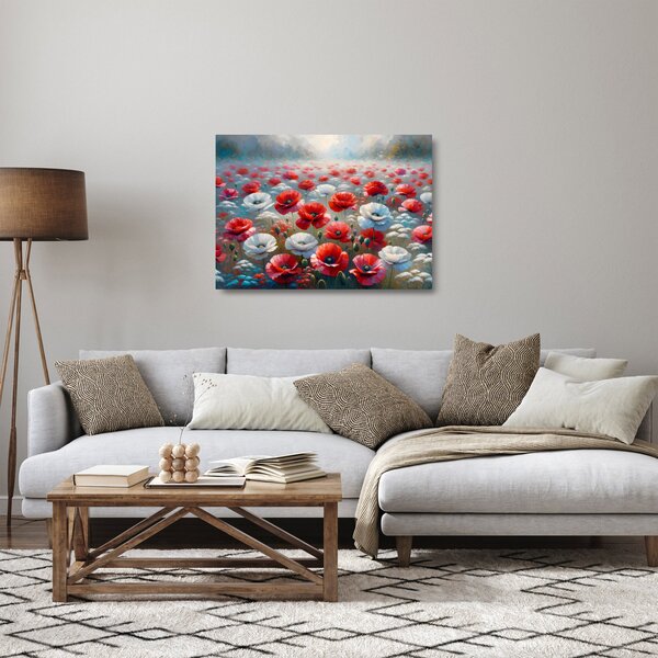 Skleněný obraz - Pole vlčích máků (70x50 cm)