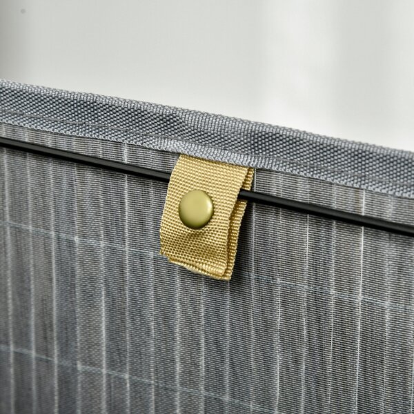 HOMCOM Bamboo Koš na Prádlo s Víkem 55L, Sběrač Prádla s Rukojeťmi, Odnímatelný Prádlo Vak, Rohový Koš na Prádlo pro Koupelnu, Ložnici, Šedý | Aosom