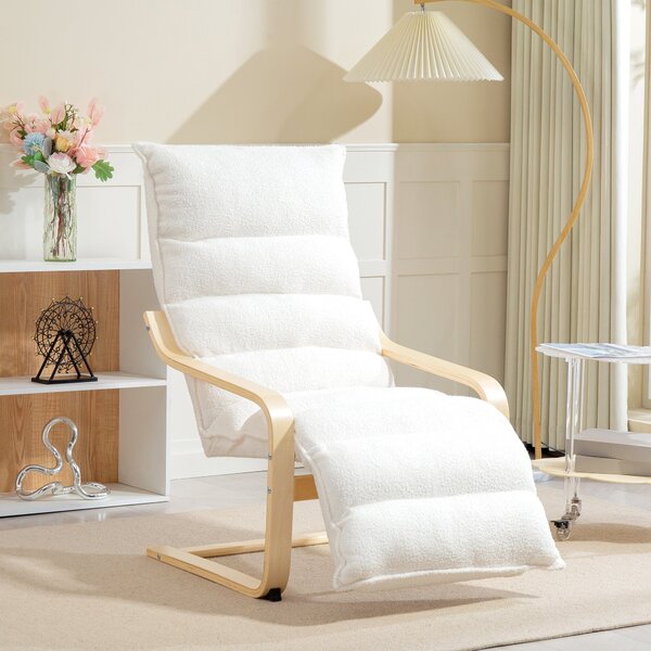 HOMCOM Relaxační Křeslo, Polstrované Lounge Křeslo s Nastavitelným Opěrkou Nohou, Sherpa Fleece pro Obývací Pokoj, Houpací Křeslo s Opěrkami, Čtecí Kř