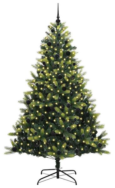 Umělý skládací vánoční stromeček 300 LED Zelená 240 cm PVC a PE 3396010
