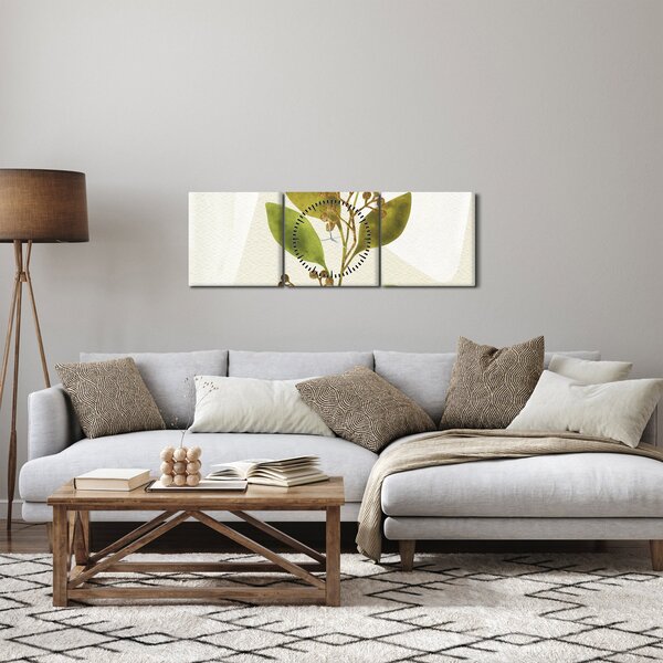 Obraz - Akvarelová větvička N⁰1 (s hodinami) (90x30 cm)