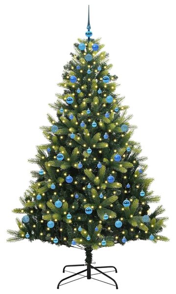 Umělý skládací vánoční stromeček 300 LED Zelená 210 cm PVC a PE 3396007