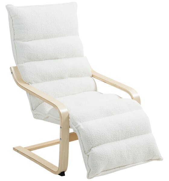 HOMCOM Relaxační Křeslo, Polstrované Lounge Křeslo s Nastavitelným Opěrkou Nohou, Sherpa Fleece pro Obývací Pokoj, Houpací Křeslo s Opěrkami, Čtecí Kř