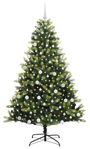 Umělý skládací vánoční stromeček 300 LED Zelená 180 cm PVC a PE 3395994
