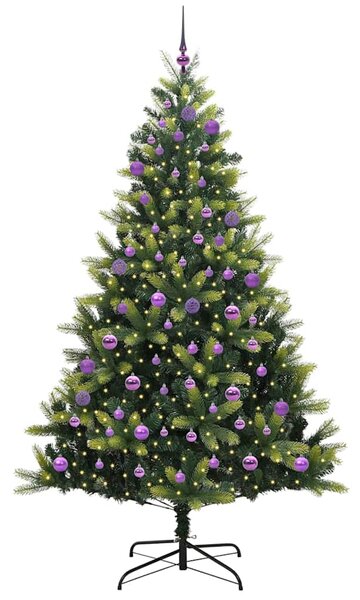 Umělý skládací vánoční stromeček 300 LED Zelená 240 cm PVC a PE 3396015