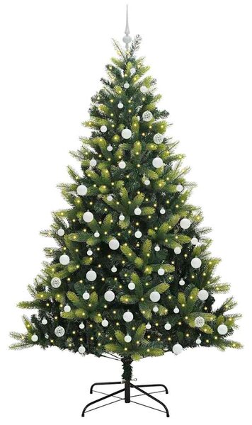 Umělý skládací vánoční stromeček 300 LED Zelená 210 cm PVC a PE 3396003