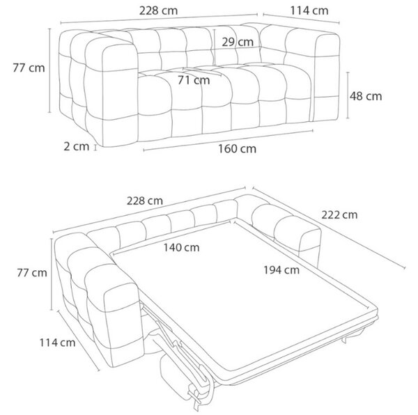-25 % Dny MOMENTI– Bobochic Paris Tmavě šedá rozkládací pohovka Cloud 228 cm