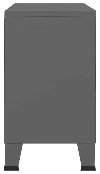 Industriální příborník černý 105 x 35 x 62 cm kov a sklo 339608