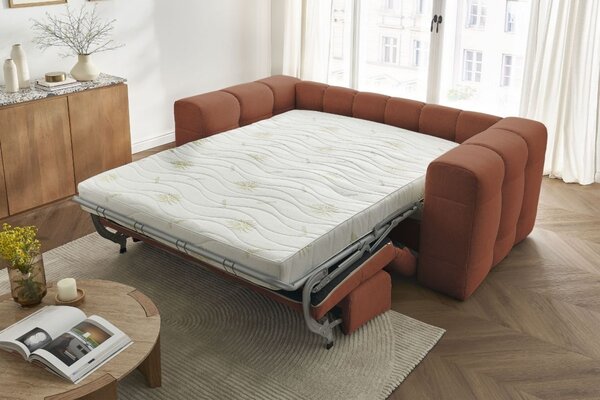 -25 % Dny MOMENTI– Bobochic Paris Terakotově oranžová rozkládací pohovka Cloud 228 cm