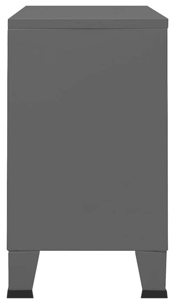 Industriální příborník antracitový 105 x 35 x 62 cm kov a sklo 339610