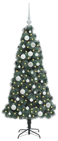 Umělý osvětlený vánoční stromeček s sadou koulí Zelená 120 cm 3396144