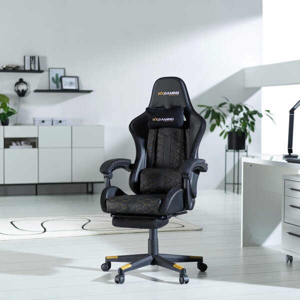 HERNÍ ŽIDLE, vzhled kůže, samet, černá BX Gaming - Herní židle
