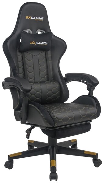 HERNÍ ŽIDLE, vzhled kůže, samet, černá BX Gaming - Herní židle