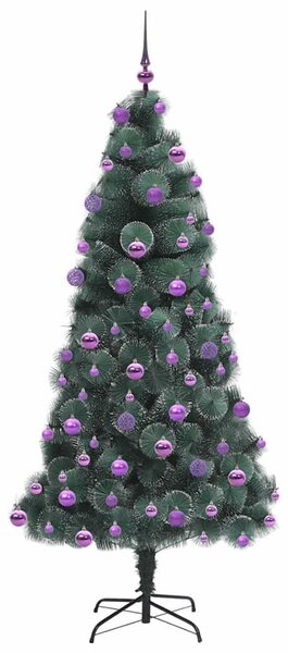 Umělý předem osvětlený vánoční stromek se sadou koulí Zelená 3396184