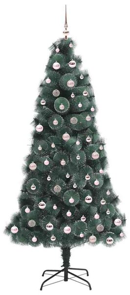 Umělý předsvícený vánoční stromek se sadou koulí Zelená 240 cm 3396192