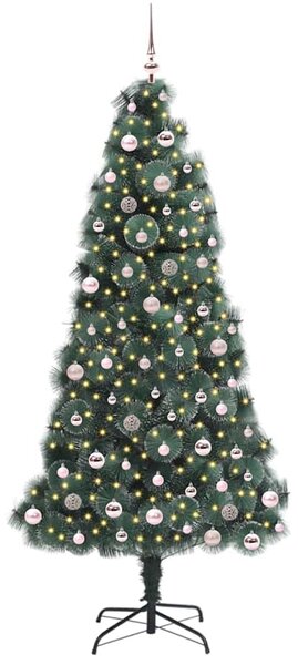 Umělý předsvícený vánoční stromek se sadou koulí Zelená 240 cm 3396192