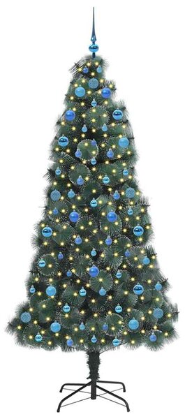 Umělý osvětlený vánoční stromeček se sadou koulí Zelená 210 cm 3396185