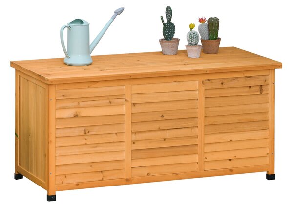 Outsunny Zahradní Box, Box na Polštáře, Úložný Box, Zahradní Truhla, Voděodolný, Pevné Dřevo, 127 x 56 x 60 cm Žlutá | Aosom