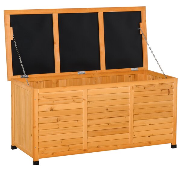 Outsunny Zahradní Box, Box na Polštáře, Úložný Box, Zahradní Truhla, Voděodolný, Pevné Dřevo, 127 x 56 x 60 cm Žlutá | Aosom