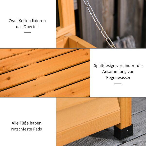 Outsunny Zahradní Box, Box na Polštáře, Úložný Box, Zahradní Truhla, Voděodolný, Pevné Dřevo, 127 x 56 x 60 cm Žlutá | Aosom