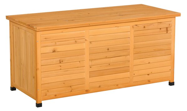 Outsunny Zahradní Box, Box na Polštáře, Úložný Box, Zahradní Truhla, Voděodolný, Pevné Dřevo, 127 x 56 x 60 cm Žlutá | Aosom