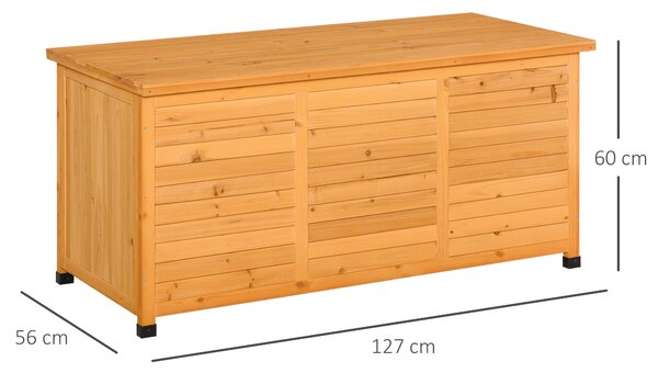 Outsunny Zahradní Box, Box na Polštáře, Úložný Box, Zahradní Truhla, Voděodolný, Pevné Dřevo, 127 x 56 x 60 cm Žlutá | Aosom