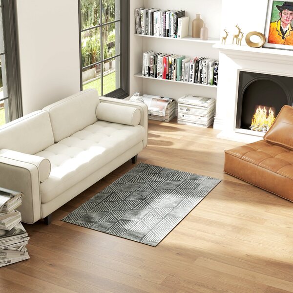 HOMCOM Krátkosrstý koberec do obývacího pokoje v moderním stylu, pratelný koberec, koberec do obývacího pokoje, ložnice, 150 x 80 cm Tmavě šedý | Aoso