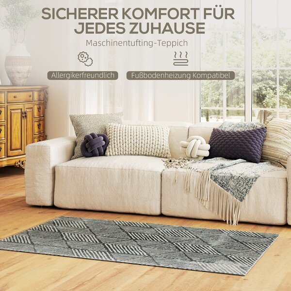 HOMCOM Krátkosrstý koberec do obývacího pokoje v moderním stylu, pratelný koberec, koberec do obývacího pokoje, ložnice, 150 x 80 cm Tmavě šedý | Aoso