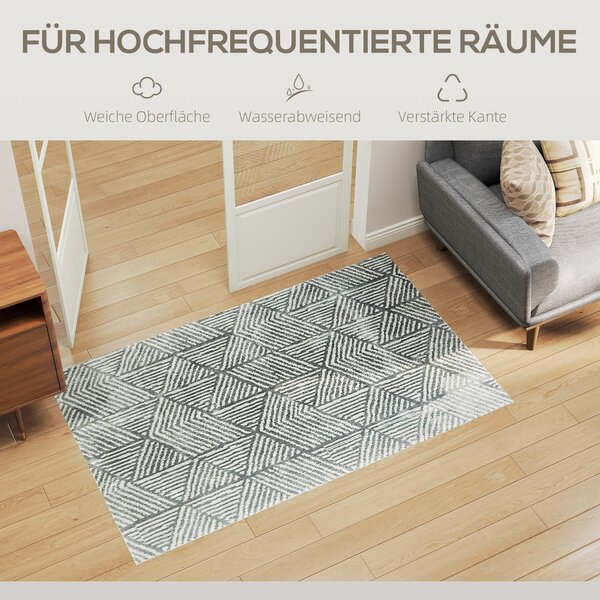 HOMCOM Krátkosrstý koberec do obývacího pokoje v moderním stylu, pratelný koberec, koberec do obývacího pokoje, ložnice, 150 x 80 cm Tmavě šedý | Aoso