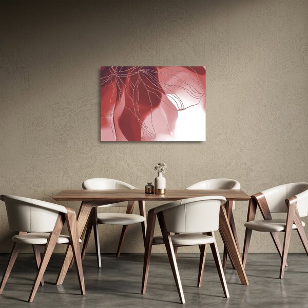 Skleněný obraz - Červená abstraktní květina N⁰1 (70x50 cm)