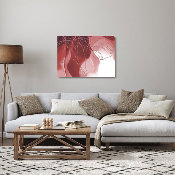 Skleněný obraz - Červená abstraktní květina N⁰1 (70x50 cm)
