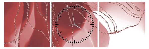 Obraz - Červená abstraktní květina N⁰1 (s hodinami) (90x30 cm)