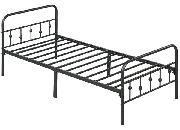 HOMCOM Postel 206,9x91,8 cm Skládací Kovová Postel pro Hosty se Slatkami pro Ložnici nebo Hostinský Pokoj Černá | Aosom