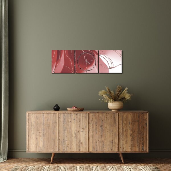 Obraz - Červená abstraktní květina N⁰1 (s hodinami) (90x30 cm)