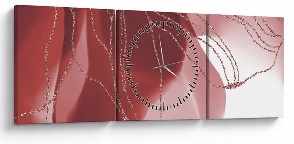 Obraz - Červená abstraktní květina N⁰1 (s hodinami) (90x30 cm)