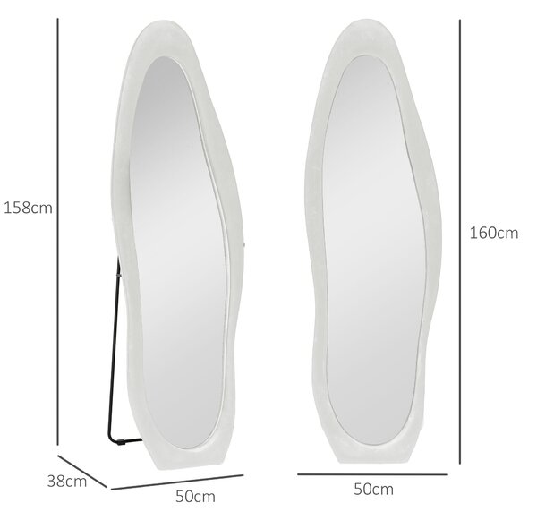 HOMCOM Zrcadlo v Plné Délce, 160 x 50 cm, Nepravidelné Vlnité Podlahové Zrcadlo s Sametovým Rámem, Velké Nástěnné Zrcadlo, Zrcadlo pro Líčení do Obýva