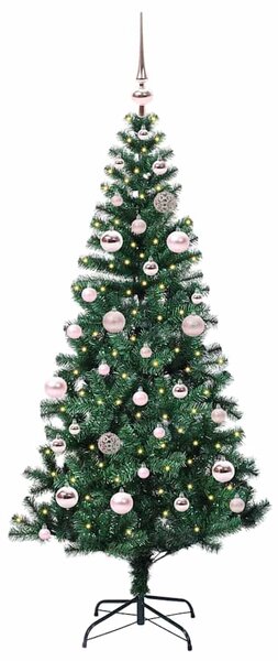 Umělý osvětlený vánoční stromeček Zelená 150 cm PVC a kov 3396751