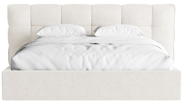 Micadoni Krémově bílá bouclé dvoulůžková postel Eric 180 x 200 cm s úložným prostorem
