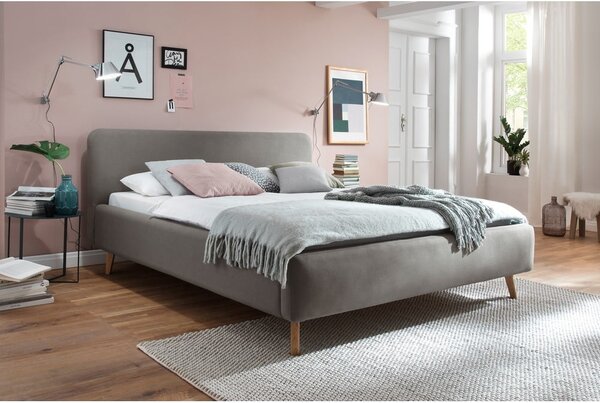Šedohnědá čalouněná dvoulůžková postel 140x200 cm Mattis – Meise Möbel