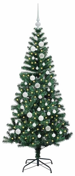 Umělý osvětlený vánoční stromeček Zelená 150 cm PVC a kov 3396752