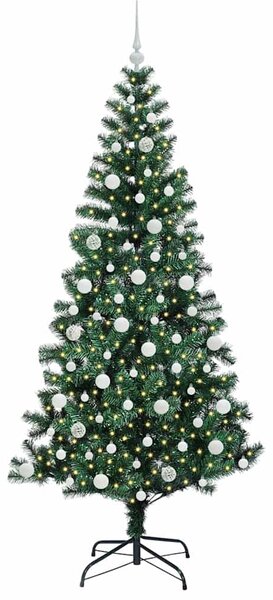 Umělý osvětlený vánoční stromeček Zelená 210 cm PVC a kov 3396778