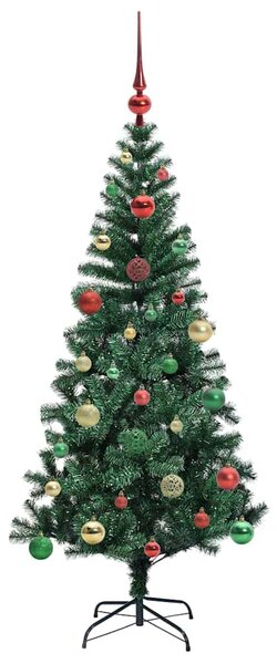 Umělý osvětlený vánoční stromeček Zelená 150 cm PVC a kov 3396757