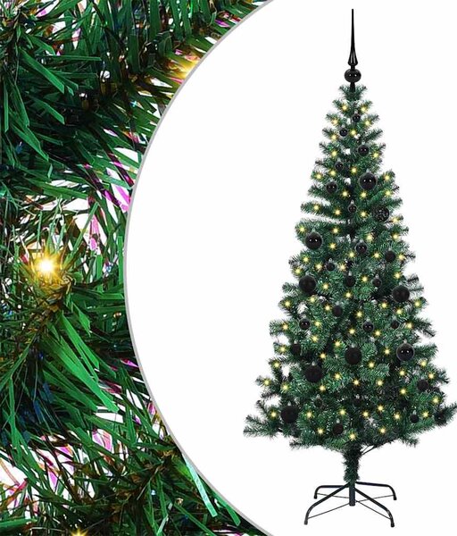 Umělý osvětlený vánoční stromeček Zelená 150 cm PVC a kov 3396750