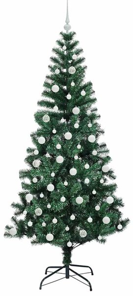 Umělý osvětlený vánoční stromeček Zelená 210 cm PVC a kov 3396778
