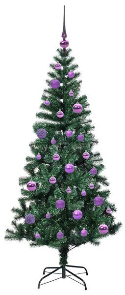 Umělý osvětlený vánoční stromeček Zelená 150 cm PVC a kov 3396755