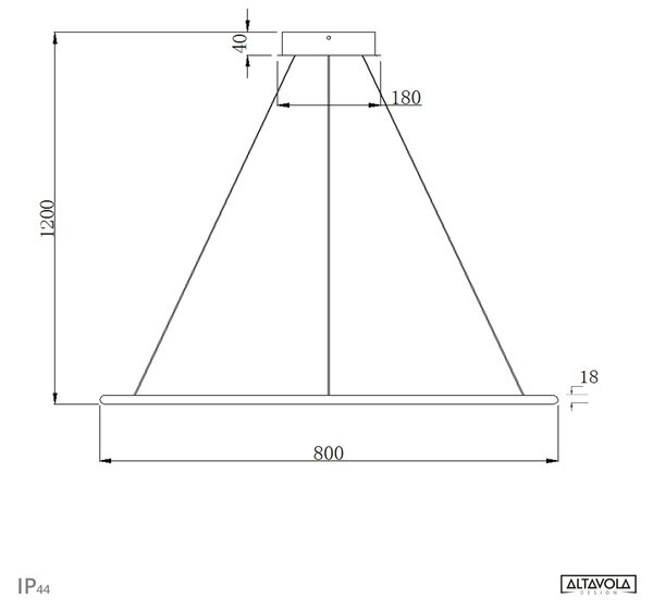 Altavola Design Ledowe Okręgi závěsné svítidlo 1x43 W černá LA073/P_80_in_3k_black