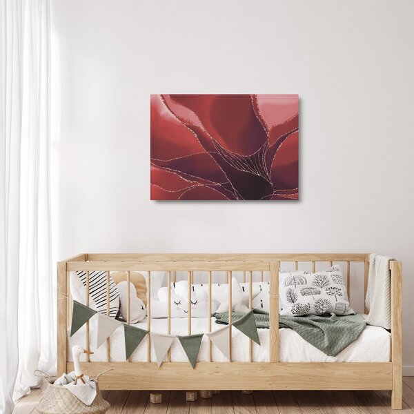 Skleněný obraz - Červená abstraktní květina N⁰2 (70x50 cm)