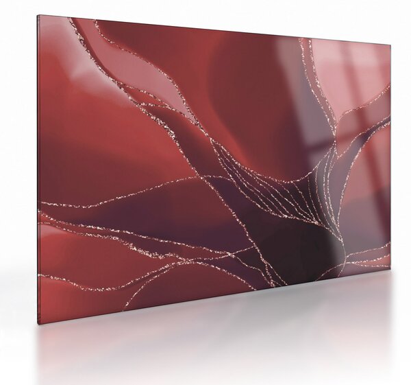 Skleněný obraz - Červená abstraktní květina N⁰2 (70x50 cm)
