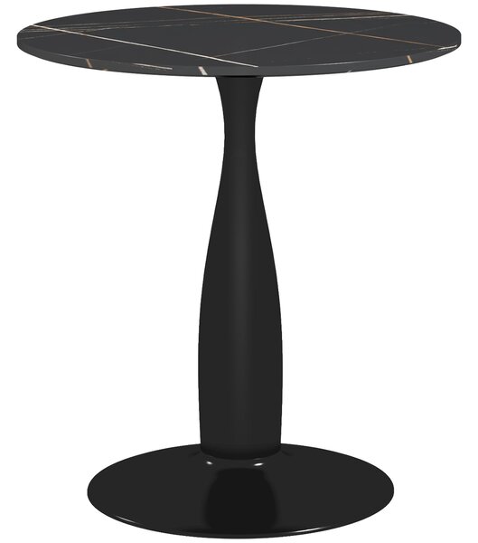 HOMCOM Jídelní Stůl, Kulatý Kuchyňský Stůl, Moderní Jídelní Stůl s Ocelovým Rámem, Barový Stolek pro 2 Osoby, Ø70 x 74 cm, Černý | Aosom