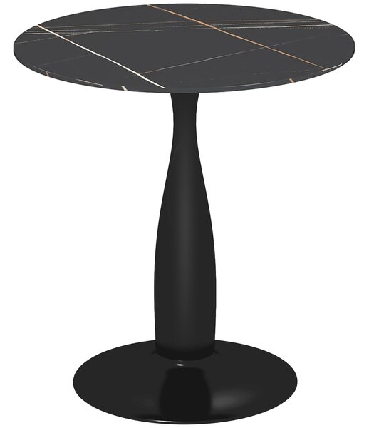 HOMCOM Jídelní Stůl, Kulatý Kuchyňský Stůl, Moderní Jídelní Stůl s Ocelovým Rámem, Barový Stolek pro 2 Osoby, Ø70 x 74 cm, Černý | Aosom